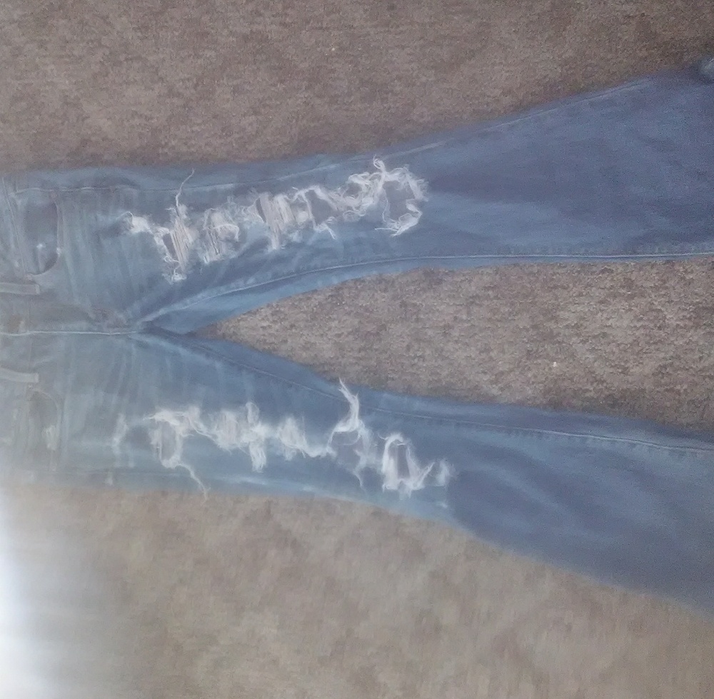 Wide leg distorted jeans